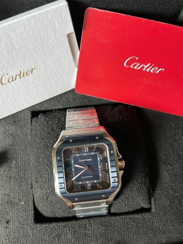 Cartier Santos De Cartier Large Model, Automatic Movement, Steel, PVD, Interchangeable Metal And Rubber Straps WSSA0048 Watch - Image 7