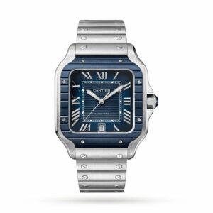 Cartier Santos De Cartier Large Model, Automatic Movement, Steel, PVD, Interchangeable Metal And Rubber Straps WSSA0048 Watch