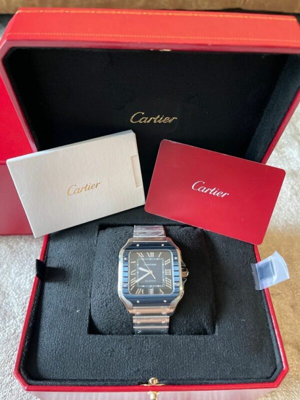Cartier Santos De Cartier Large Model, Automatic Movement, Steel, PVD, Interchangeable Metal And Rubber Straps WSSA0048 Watch - Image 6