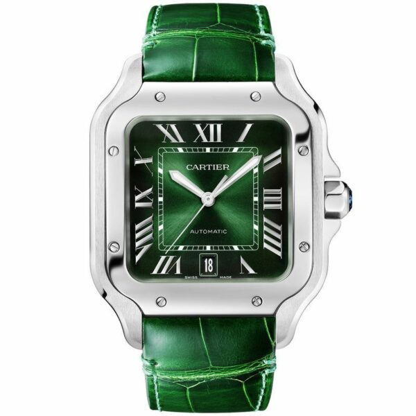 Cartier Santos de Cartier Large Smoky Green Dial Automatic Bracelet/Strap Watch - Image 2
