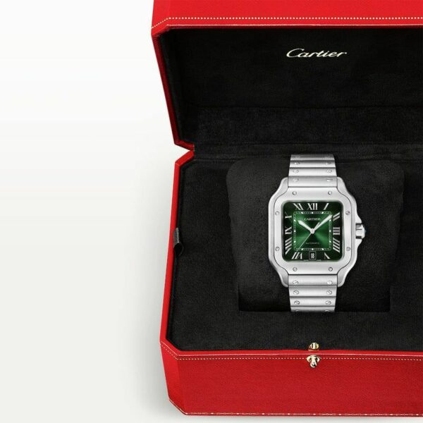 Cartier Santos de Cartier Large Smoky Green Dial Automatic Bracelet/Strap Watch - Image 4