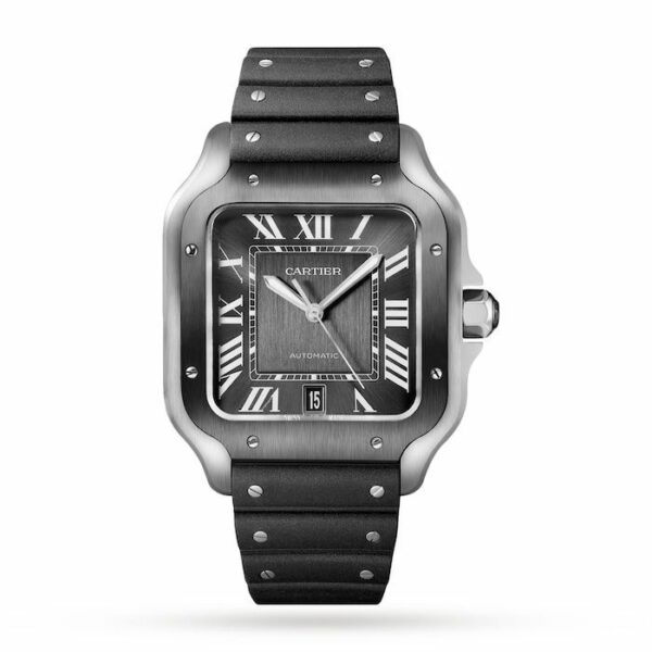 Cartier Santos De Cartier Watch Large Model, Automatic Movement, Steel, ADLC, Interchangeable Metal And Rubber Bracelets WSSA0037 - Image 2