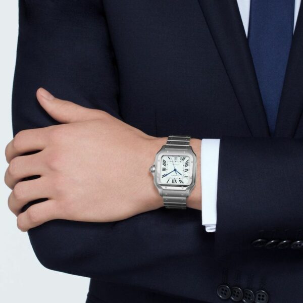 Cartier Santos De Cartier Watch Large Model, Automatic Movement, Steel, Interchangeable Metal And Leather Bracelets WSSA0018 - Image 4