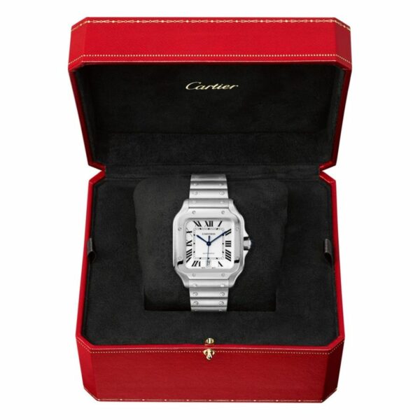 Cartier Santos De Cartier Watch Large Model, Automatic Movement, Steel, Interchangeable Metal And Leather Bracelets WSSA0018 - Image 5