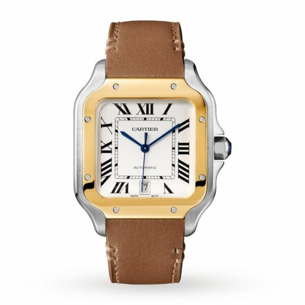 Cartier Santos De Cartier Watch Large Model, Automatic Movement, Yellow Gold, Steel, Interchangeable Metal And Leather Bracelets W2SA0009 - Image 3