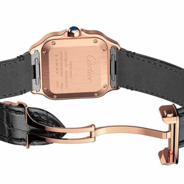 Cartier Santos De Cartier Watch Medium Model, Automatic Movement, Rose Gold, Diamonds, 2 Interchangeable Leather Bracelets WJSA0012 - Image 5