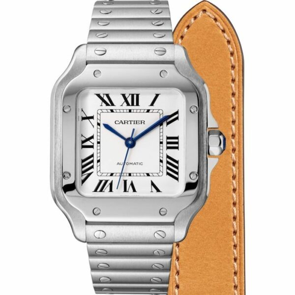 Cartier Santos De Cartier Watch Medium Model, Automatic Movement, Steel, Interchangeable Metal And Leather Bracelets WSSA0029 - Image 3