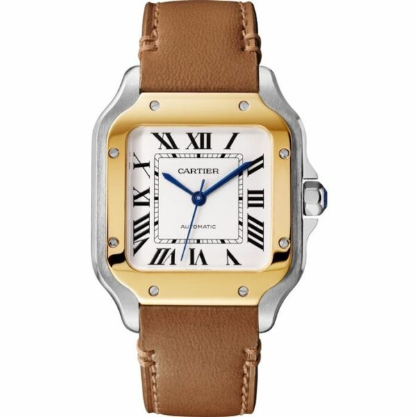 Cartier Santos De Cartier Watch Medium Model, Automatic Movement, Yellow Gold, Steel, Interchangeable Metal And Leather Bracelets W2SA0016 - Image 2