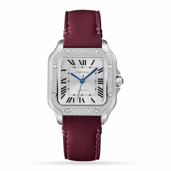 Cartier Santos De Cartier Watch - Medium Model, Automatic, Steel, Diamonds, Interchangeable Metal And Leather Bracelets W4SA0005 - Image 2