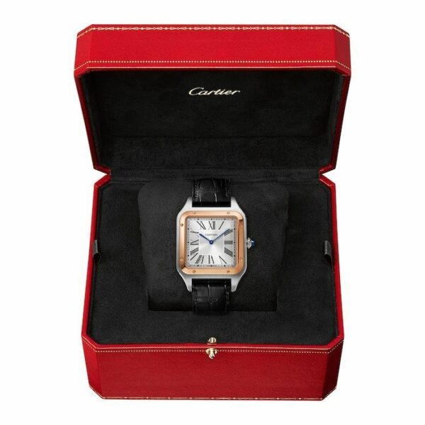 Cartier Santos-Dumont Watch Extra-large Model, Hand-Wound Mechanical Movement, Rose Gold, Steel, Leather W2SA0017 - Image 2