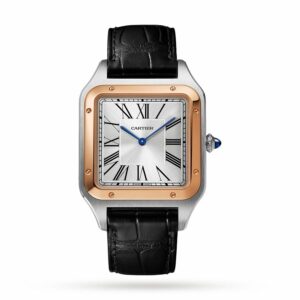 Cartier Santos-Dumont Watch Extra-large Model, Hand-Wound Mechanical Movement, Rose Gold, Steel, Leather W2SA0017