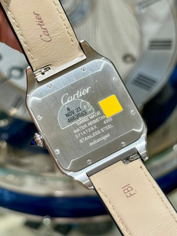 Cartier Santos-dumont Watch Extra-Large Model, Hand-Wound Mechanical Movement, Steel, Leather WSSA0032 - Image 4