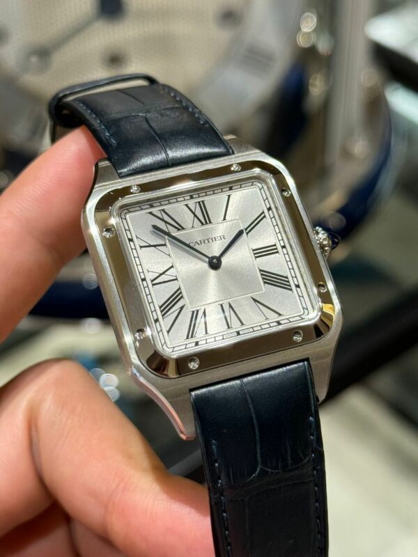 Cartier Santos-dumont Watch Extra-Large Model, Hand-Wound Mechanical Movement, Steel, Leather WSSA0032 - Image 5