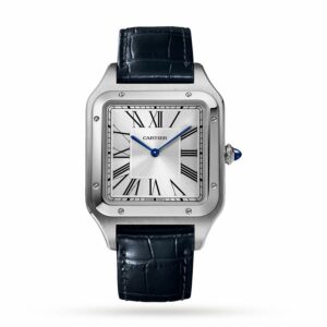 Cartier Santos-dumont Watch Extra-Large Model, Hand-Wound Mechanical Movement, Steel, Leather WSSA0032