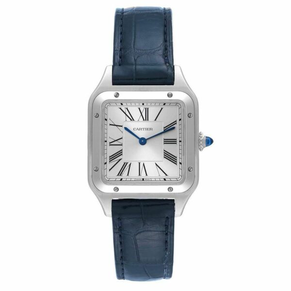 Cartier Santos-Dumont Watch Large Model, Quartz Movement, Steel, Leather WSSA0022 - Image 4
