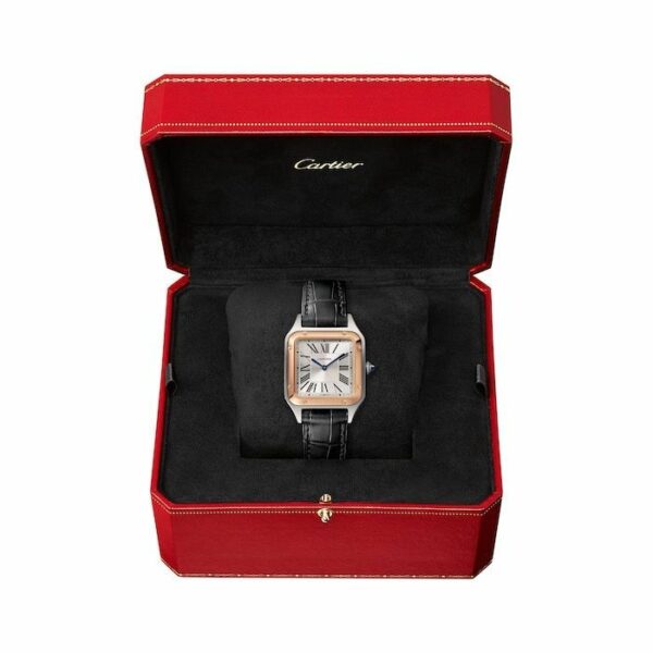 Cartier Santos-Dumont Watch Small Model, Quartz Movement, Pink Gold, Steel, Leather W2SA0012 - Image 2