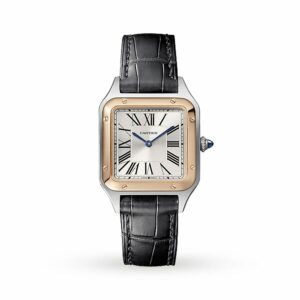 Cartier Santos-Dumont Watch Small Model, Quartz Movement, Pink Gold, Steel, Leather W2SA0012