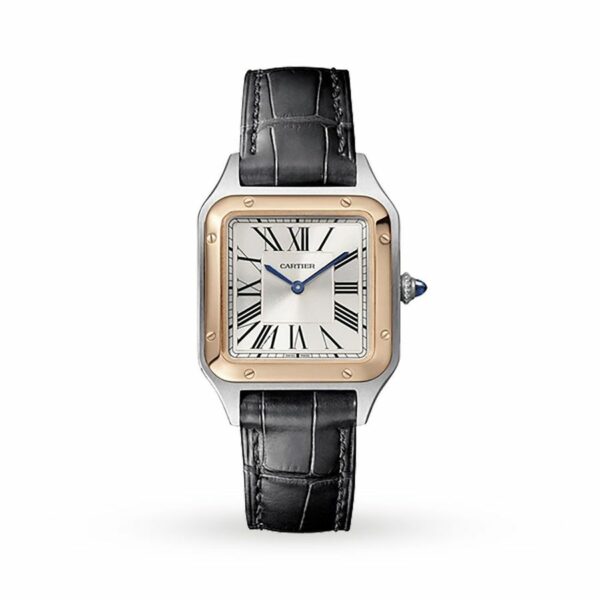Cartier Santos-Dumont Watch Small Model, Quartz Movement, Pink Gold, Steel, Leather W2SA0012