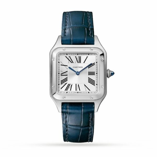 Cartier Santos-Dumont Watch Small Model, Quartz Movement, Steel, Leather WSSA0023