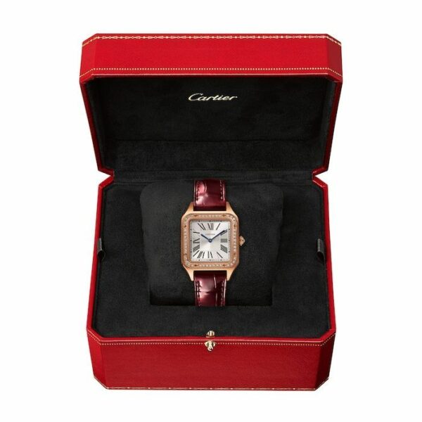 Cartier Santos-Dumont watch Small model, rose gold, diamonds, leather strap WJSA0017 - Image 2