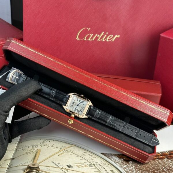 Cartier Santos-Dumont watch XL model, rose gold, leather strap WGSA0032 - Image 6