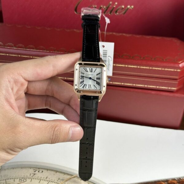 Cartier Santos-Dumont watch XL model, rose gold, leather strap WGSA0032 - Image 4