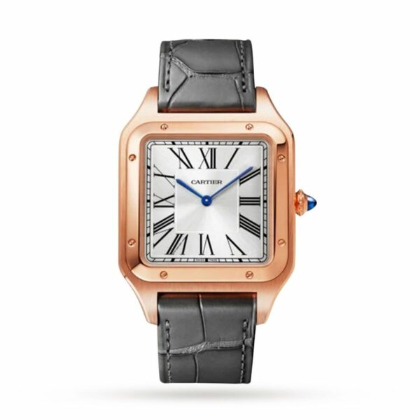 Cartier Santos-Dumont watch XL model, rose gold, leather strap WGSA0032