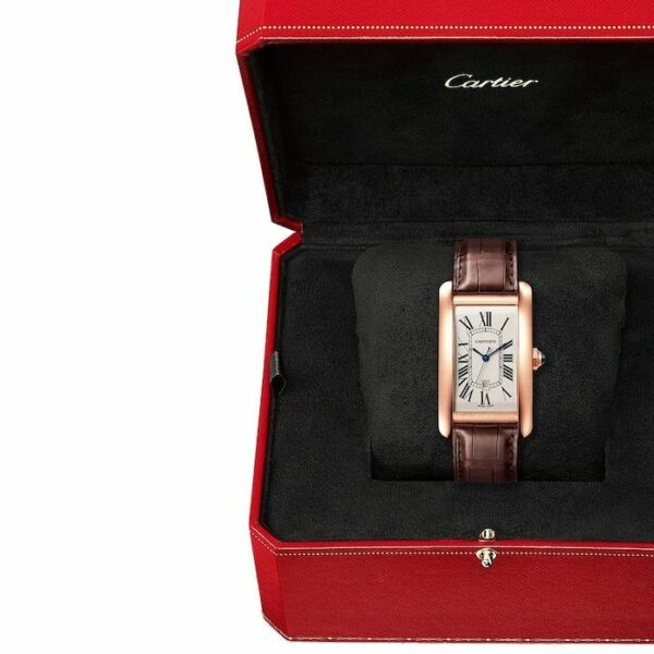 Cartier Tank Americaine watch, medium model, mechanical movement with automatic winding. Rose gold WGTA0047 - Image 3