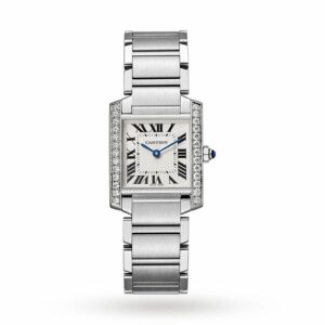 Cartier Tank Franaise Watch Medium Model, Quartz Movement, Steel, Diamonds W4TA0009
