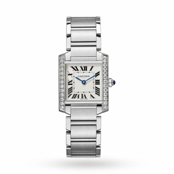 Cartier Tank Franaise Watch Medium Model, Quartz Movement, Steel, Diamonds W4TA0009