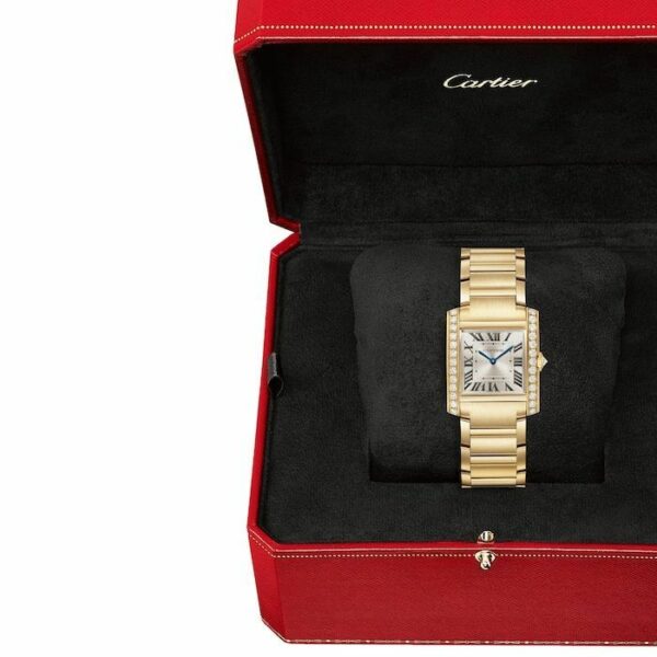 Cartier Tank Franaise Watch Medium Model, Quartz Movement, Yellow Gold, Diamonds WJTA0040 - Image 3