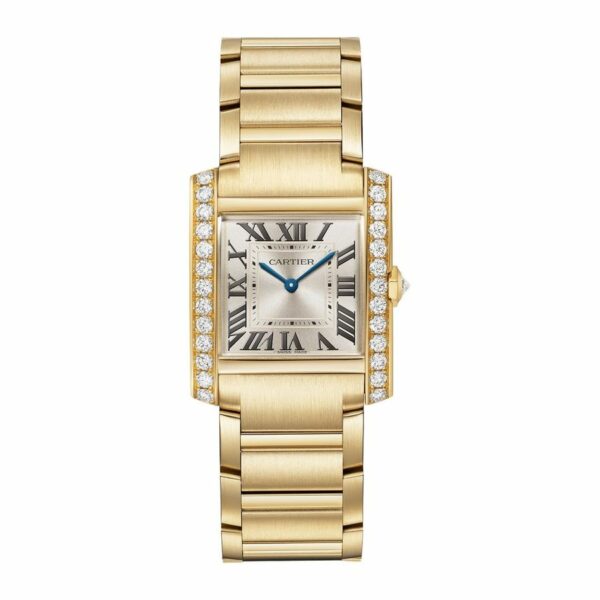 Cartier Tank Franaise Watch Medium Model, Quartz Movement, Yellow Gold, Diamonds WJTA0040