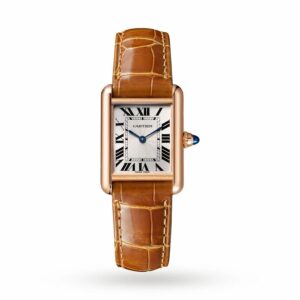 Cartier Tank Louis Cartier Watch Small Model, Hand-Wound Mechanical Movement, Rose Gold, Leather WGTA0010