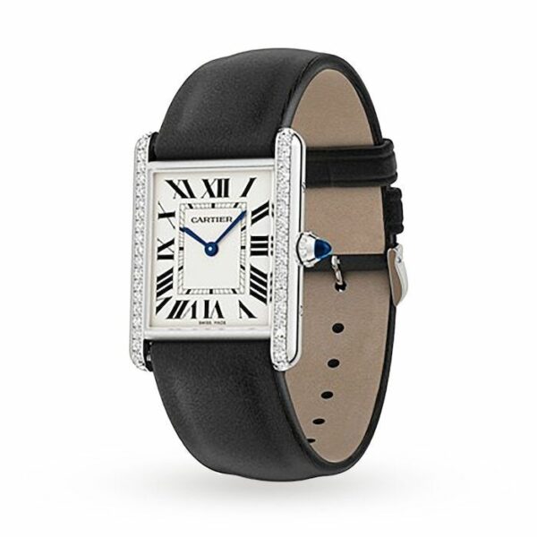 Cartier Tank Must watch, large model, quartz movement. Steel case, bezel set with 42 brilliant-cut diamonds W4TA0017 - Image 2