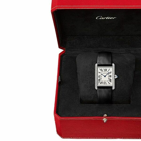 Cartier Tank Must watch, large model, quartz movement. Steel case, bezel set with 42 brilliant-cut diamonds W4TA0017 - Image 7