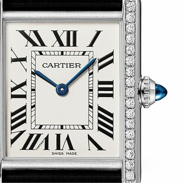 Cartier Tank Must watch, large model, quartz movement. Steel case, bezel set with 42 brilliant-cut diamonds W4TA0017 - Image 3