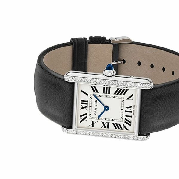 Cartier Tank Must watch, large model, quartz movement. Steel case, bezel set with 42 brilliant-cut diamonds W4TA0017 - Image 6