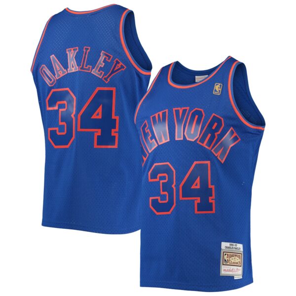 Charles Oakley New York Knicks Mitchell & Ness 1996/97 Hardwood Classics Swingman Jersey - Blue - Image 2
