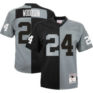 Charles Woodson Las Vegas Raiders Mitchell & Ness Youth Split Legacy Jersey - Black-Silver