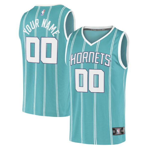 Charlotte Hornets Fanatics Youth 2020 Fast Break Replica Custom Jersey - Icon Edition - Teal - Image 2