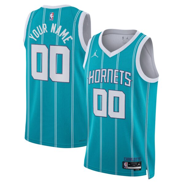 Charlotte Hornets Jordan Brand Unisex Swingman Custom Jersey Teal - Icon Edition - Image 2