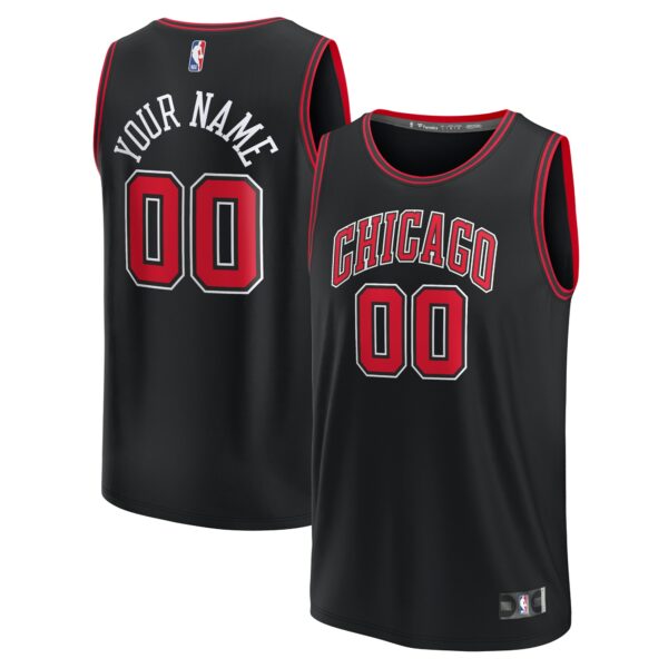 Chicago Bulls Fanatics Youth Fast Break Replica Custom Jersey - Statement Edition - Black - Image 2