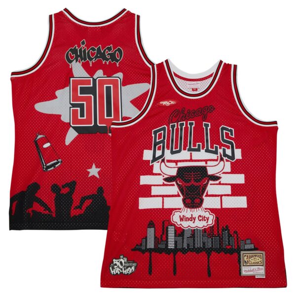 Chicago Bulls Mitchell & Ness x Tats Cru Hardwood Classics Fashion Jersey - Red - Image 2