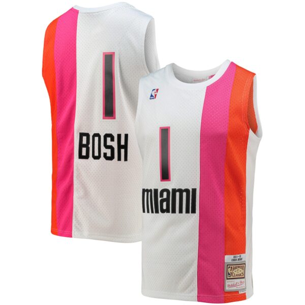 Chris Bosh Miami Heat Mitchell & Ness 2001/02 Hardwood Classics Swingman Jersey - White - Image 2