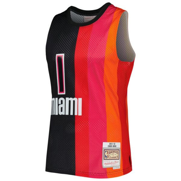 Chris Bosh Miami Heat Mitchell & Ness Hardwood Classics 2011/12 Split Swingman Jersey - Black/Red - Image 3