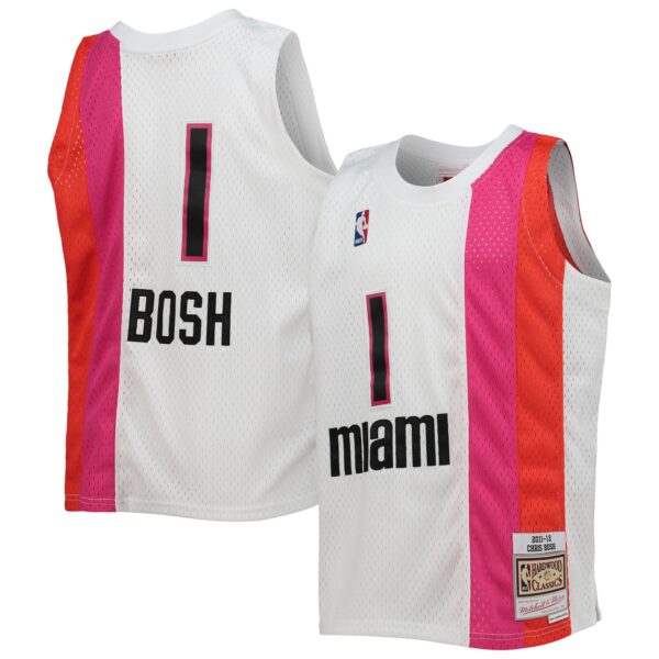 Chris Bosh Miami Heat Mitchell & Ness Youth 2011/12 Hardwood Classics Swingman Jersey - White - Image 2