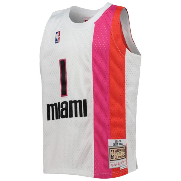 Chris Bosh Miami Heat Mitchell & Ness Youth 2011/12 Hardwood Classics Swingman Jersey - White - Image 3