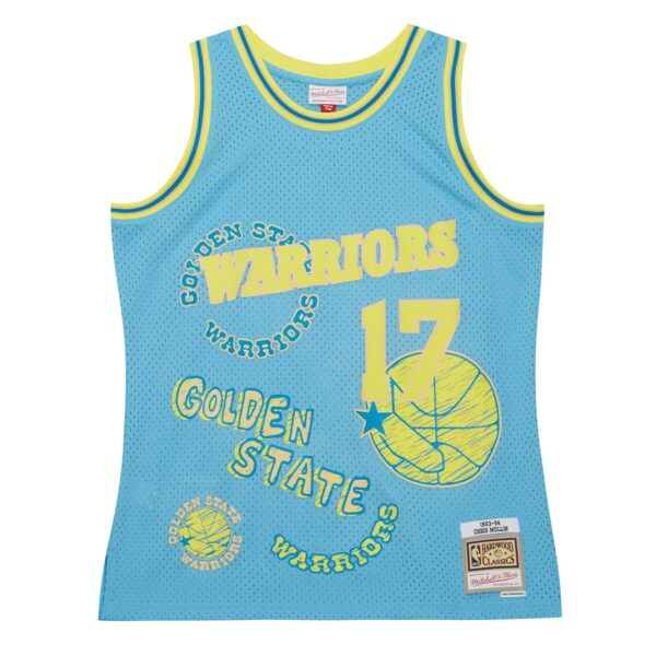 Chris Mullin Golden State Warriors Mitchell & Ness 1993/94 Swingman Sidewalk Sketch Jersey - Light Blue - Image 3