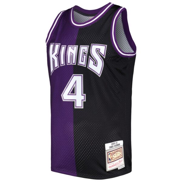 Chris Webber Sacramento Kings Mitchell & Ness Hardwood Classics 2000/01 Split Swingman Jersey - Purple/Black - Image 3