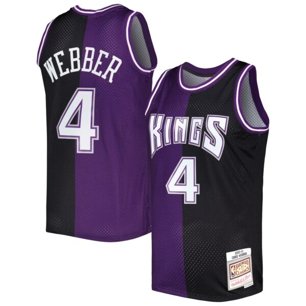 Chris Webber Sacramento Kings Mitchell & Ness Hardwood Classics 2000/01 Split Swingman Jersey - Purple/Black - Image 2